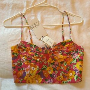 NWT ZARA FLORAL PRINT CROP TOP